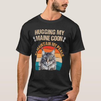 Camiseta Maine Coon a abraçar o meu capô para manter a paz