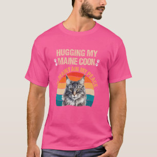 Camiseta Maine Coon a abraçar o meu capô para manter a paz
