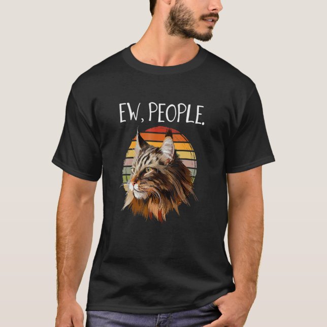 Camiseta Maine Coon Ca  Mulheres Ew Pessoas Meowy Gato (Frente)