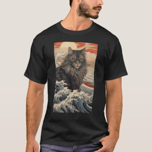 Camiseta Maine Coon Cat Aestética Japonesa Ukiyo e 2
