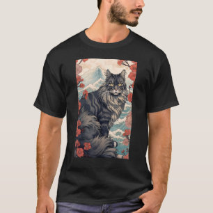 Camiseta Maine Coon Cat Aestética Japonesa Ukiyo e 5