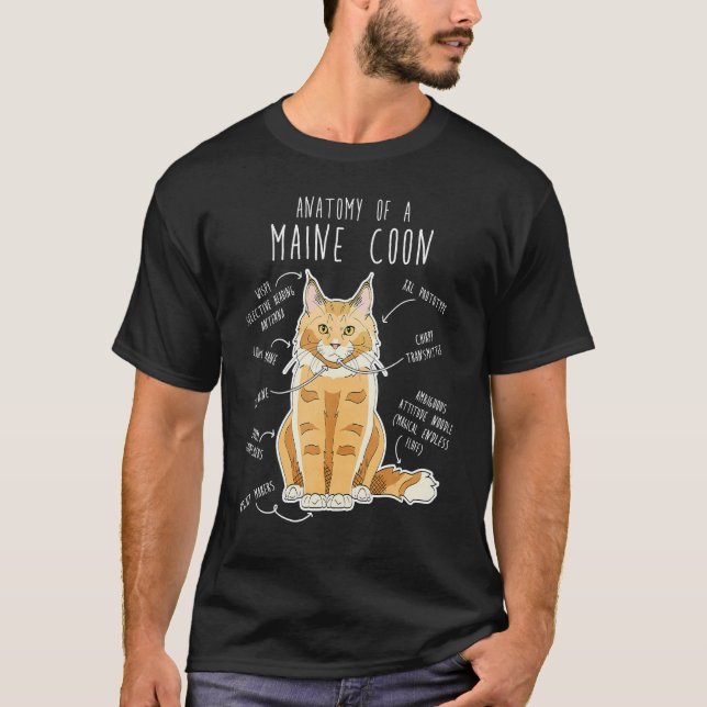 Camiseta Maine Coon Cat Anatomy  Cute Pet Cat Mom Cat Dad R (Frente)