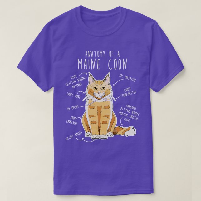 Camiseta Maine Coon Cat Anatomy TShirt 2 (Frente do Design)