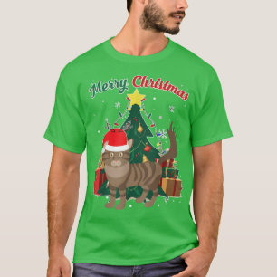 Camiseta Maine Coon Cat Árvore de Natal Flocos de Neve Xmas