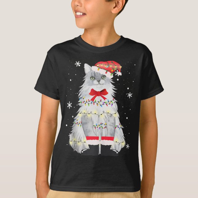 Camiseta Maine Coon Cat Árvore de Natal Xmas Pais da mãe pr (Frente)