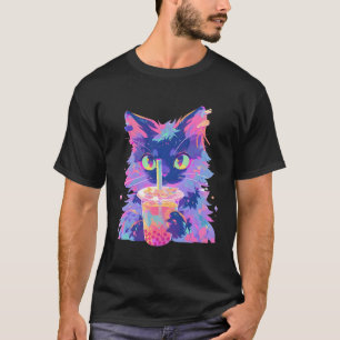 Camiseta Maine Coon Cat Boba Beba Kawaii Anime Bubble Tea