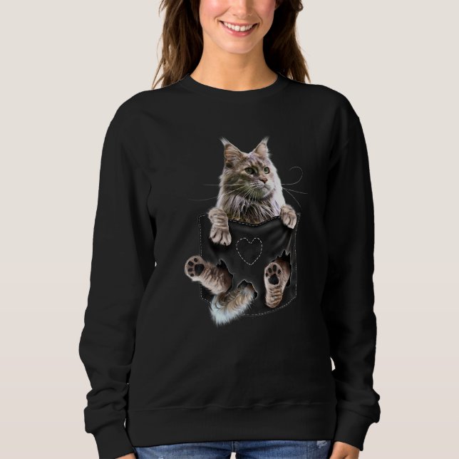 Camiseta Maine Coon Cat Em Pocket (Frente)