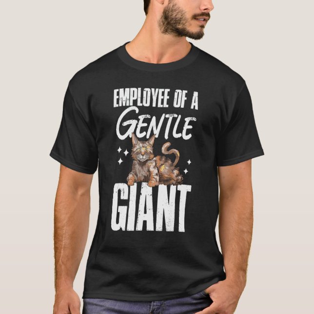 Camiseta Maine Coon Cat Funcionário De Um Gentil Gigante (Frente)