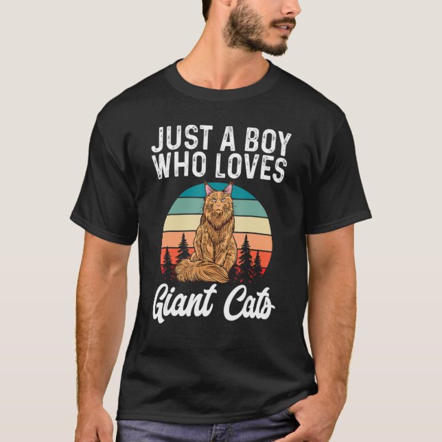 Camiseta Maine Coon Cat Retro Apenas Um Menino Que Ama A Ca (Frente)