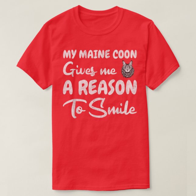 Camiseta Maine Coon Cat Smile (Frente do Design)