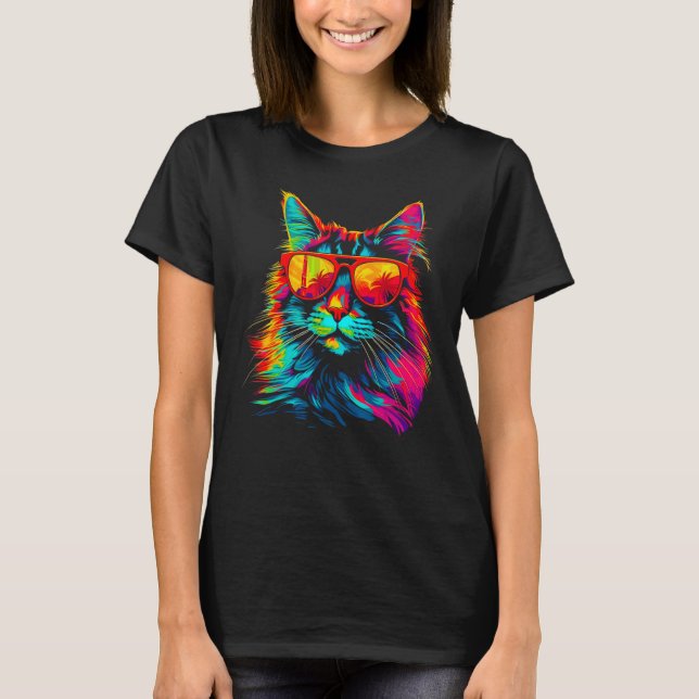 Camiseta Maine Coon Cat Sunglasses (Frente)