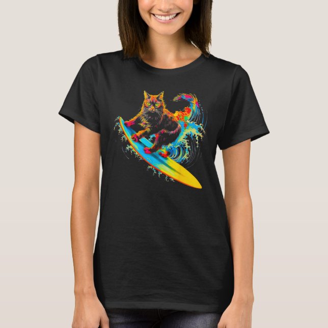 Camiseta Maine Coon Cat Surf (Frente)