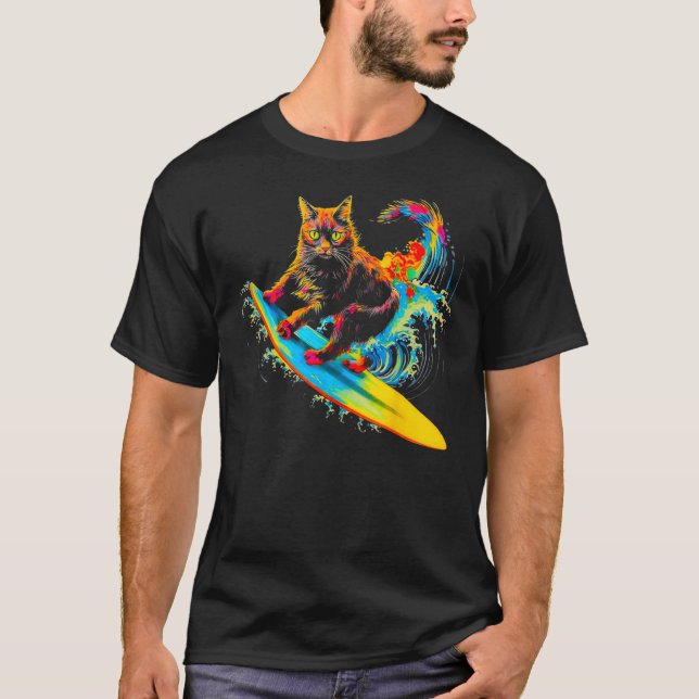 Camiseta Maine Coon Cat Surf (Frente)