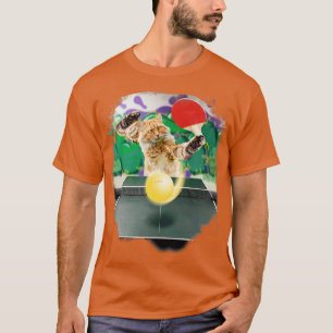 Camiseta Maine Coon Cat Tocando Mesa Tênis de Ping