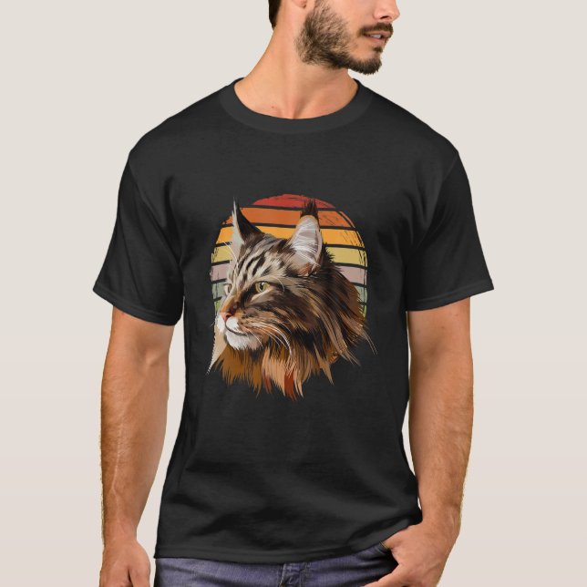 Camiseta Maine Coon Cat Vintage Retro (Frente)