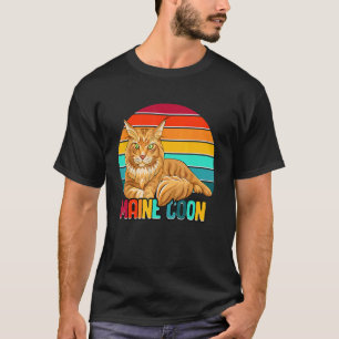 Camiseta Maine Coon Gorgee Pet Cat Kitten Retro S