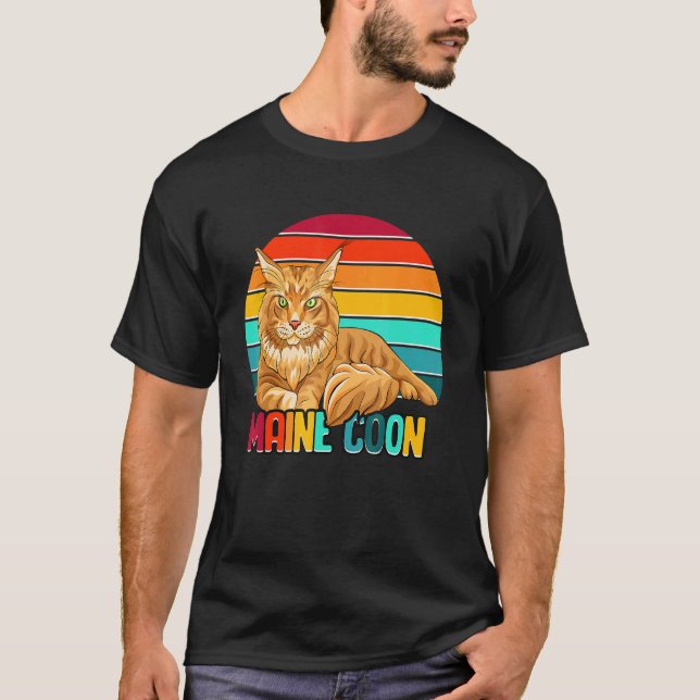 Camiseta Maine Coon Gorgee Pet Cat Kitten Retro S (Frente)