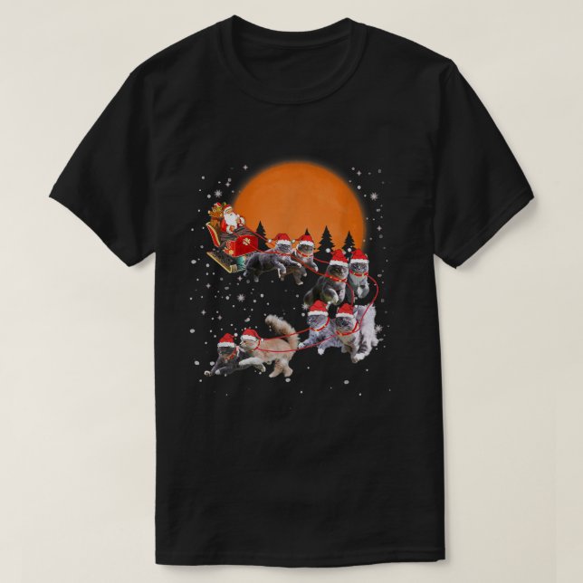 Camiseta Maine Coon Reindeer Papais noeis Sleigh Christmas  (Frente do Design)