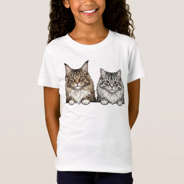 Camiseta Maine Coon & Silver Tabby para mães de gatos  (Frente)