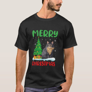 Camiseta Maine Coon Tree Xmas Sweater Men Mulheres Cristo F