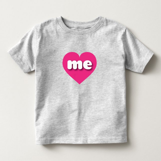 Camiseta Maine, coração rosa quente - Eu me amo (Frente)