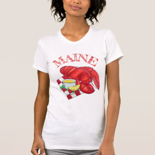 Camiseta Maine Lagosta Janta marisco Vermelho Gingham