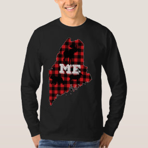 Camiseta Maine ME Estado Xadrez Vermelho Preenchimento Caça