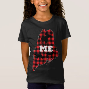 Camiseta Maine ME State Red Xadrez Fill Moose Hunting Crist