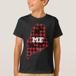 Camiseta Maine ME State Red Xadrez Fill Moose Hunting Crist