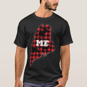 Camiseta Maine ME State Red Xadrez Fill Moose Hunting Crist