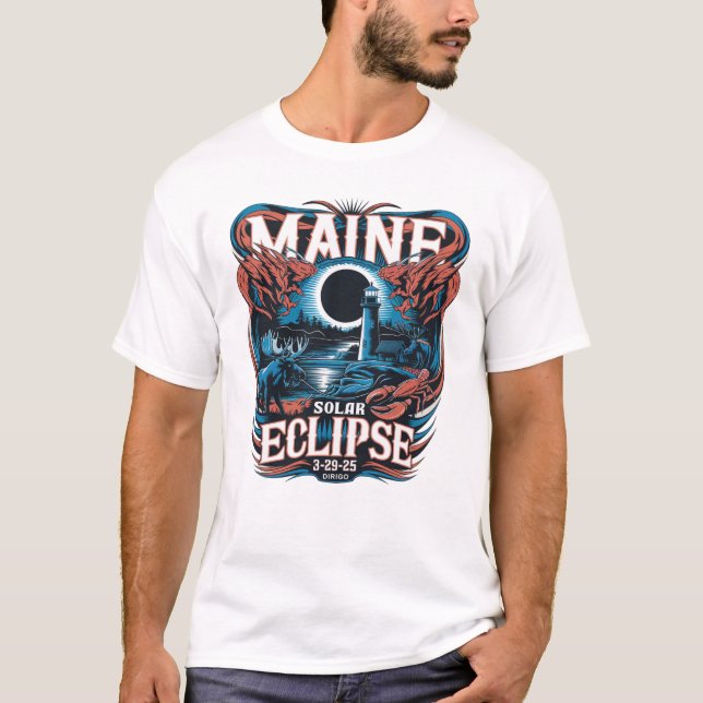 Camiseta Maine Solar Eclipse 3-29-2025 "DIRIGO" (Frente)