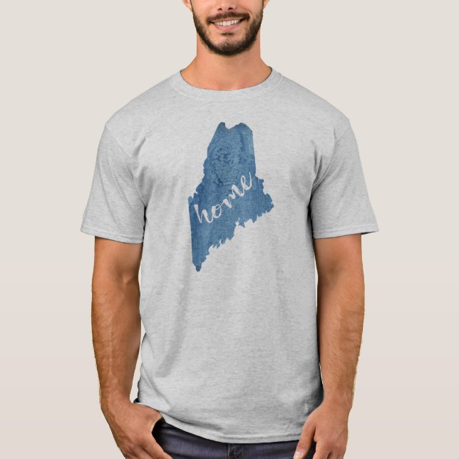 Camiseta Maine State Home Wood Grain (Frente)