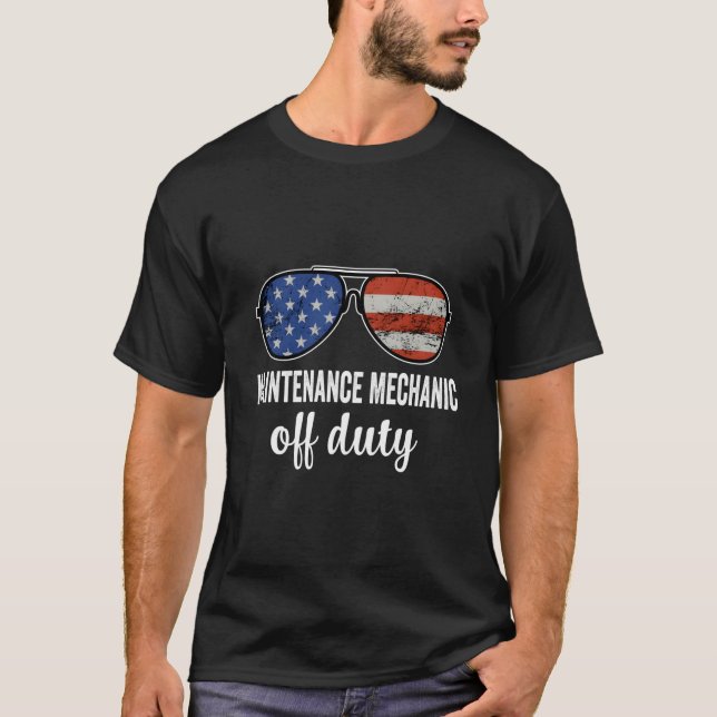 Camiseta Maintenance Mechanic Off Duty American Flag Sungla (Frente)