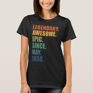 Camiseta Maio 1958 65 Anos Homens Mulheres Aniversário 65