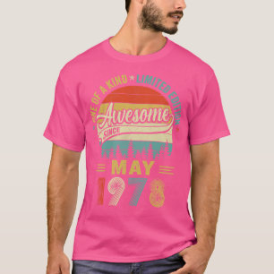 Camiseta Maio 1978 Vintage 45 anos Retro 45º aniversário