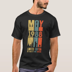 Camiseta Maio 1988 35 Aniversário 35 Anos de Idade 1988 Ani
