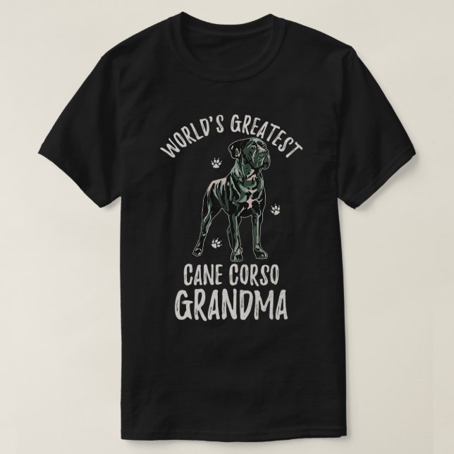 Camiseta Maior Cane Corso Vovó Engraçado Masti (Frente do Design)
