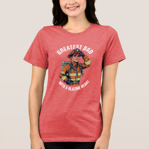 Camiseta Maior Pai com um Herói Bombeador do Coração