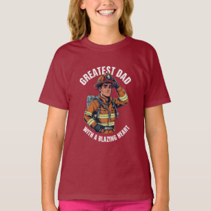 Camiseta Maior Pai com um Herói Bombeador do Coração