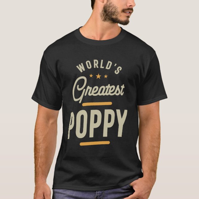 Camiseta Maior Poppy do Mundo - Engraçado no Pai e Avô (Frente)