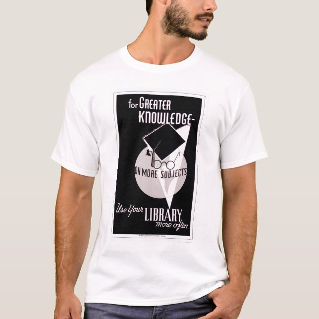 Camiseta Mais biblioteca do conhecimento WPA 1940 (Frente)
