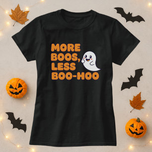 Camiseta Mais Boos Menos Boo Halloween Fantasma e Bebida