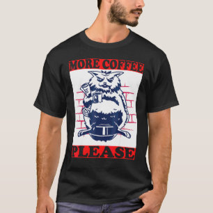 Camiseta mais café gato na caixa de areia com jornal e c