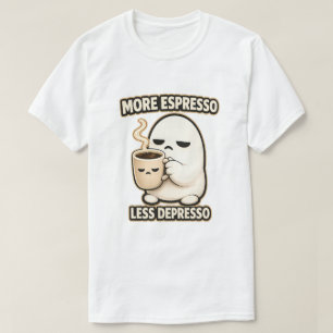 Camiseta Mais Café Menos Desânimo Personagem Fofo de Café