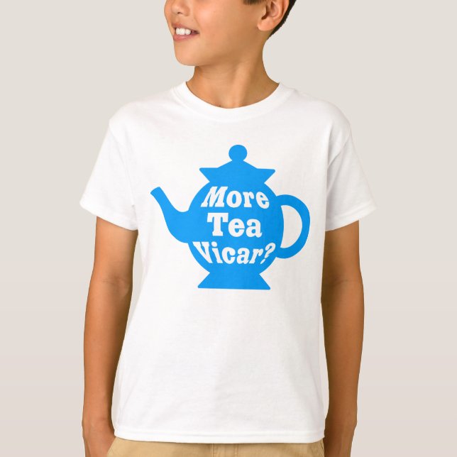 Camiseta Mais chá Vicar? - Médio Azul e Branco (Frente)
