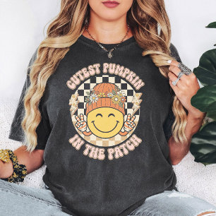 Camiseta Mais Fofa Pata de Abóbora Groovy Smiley Paz Outono