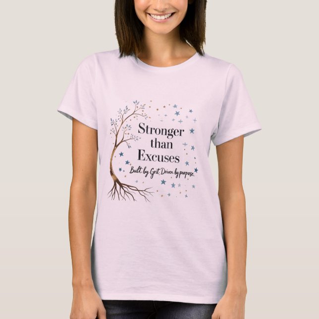 Camiseta Mais Forte Do Que Explicar Árvore E Estrelas | Fem (Frente)