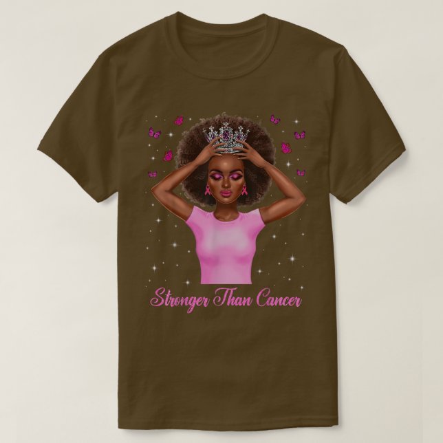 Camiseta Mais Forte que Cancer Cancer de peito da Rainha Ne (Frente do Design)