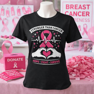 Camiseta Mais Forte que o Câncer Laço Rosa Esperança Luta