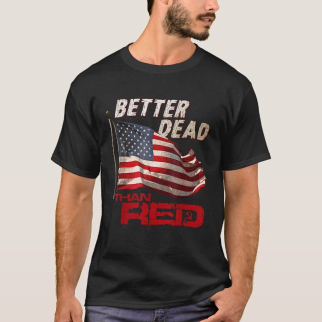 Camiseta Mais Morto Engraçado do que o Legal Vermelho Anti- (Frente)